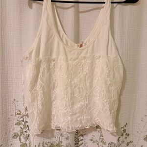 Free People NWT Large Lace Tank Top in Cream